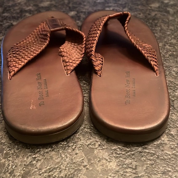 To Boot New York Sz 13 Men’s Leather Woven Flip Flop Sandals - Picture 8 of 8